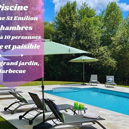 Villa Au Calme A Litout, Piscine, Clim, 10 Personnes, Proche St Emilion Minzac