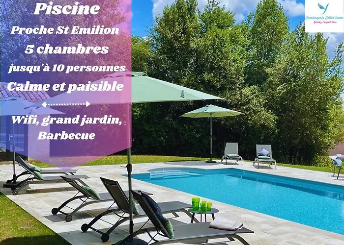 Villa Au Calme A Litout, Piscine, Clim, 10 Personnes, Proche St Emilion Minzac